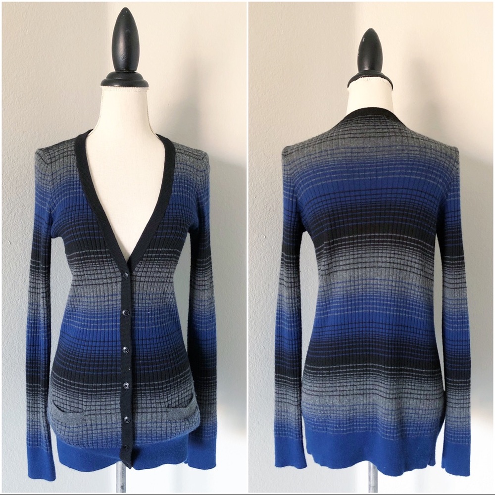 Vince Cashmere Wool Striped Cardigan Sweater